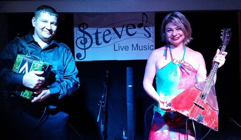 Barynya Russian Balalaika Duo, Steve's Live Music Club, Atlanta, Georgia, Elina Karokhina, Mikhail Smirnov