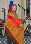 New York based Balalaika-contrabass player Leonid Bruk with balalaika virtuoso Alex Siniavski 
and guitar player Mikhail Smirnov. Macy's, Kings Plaza, Brooklyn, New York